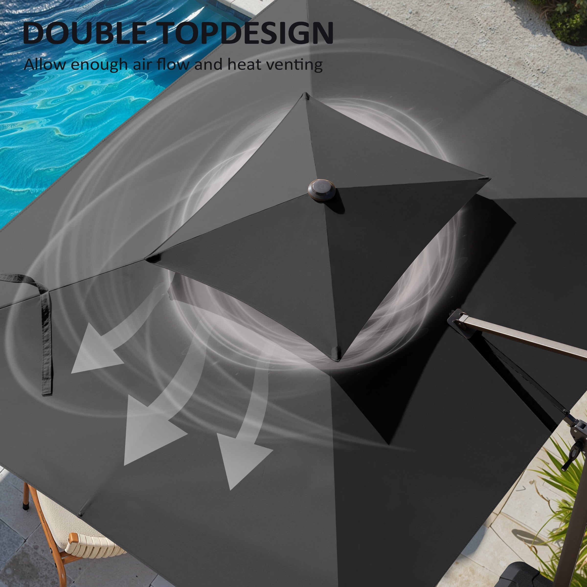 Pellebant 9' X 11' Patio Umbrella Outdoor Rectangle Umbrella Large Cantilever Umbrella Windproof Offset Heavy Duty Sun for Garden Deck Pool Patio