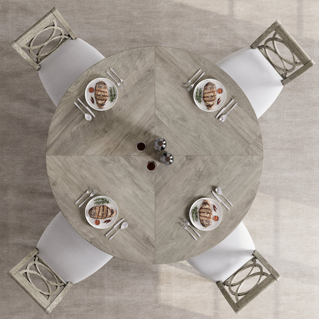 47'' Round Large Dining Table Set for 4 to 6,Mid Century Wood Dinner Table with Wide Tabletop and Cross Base,Dining Room Table for Home Dining Room or Living Room (No Chairs)