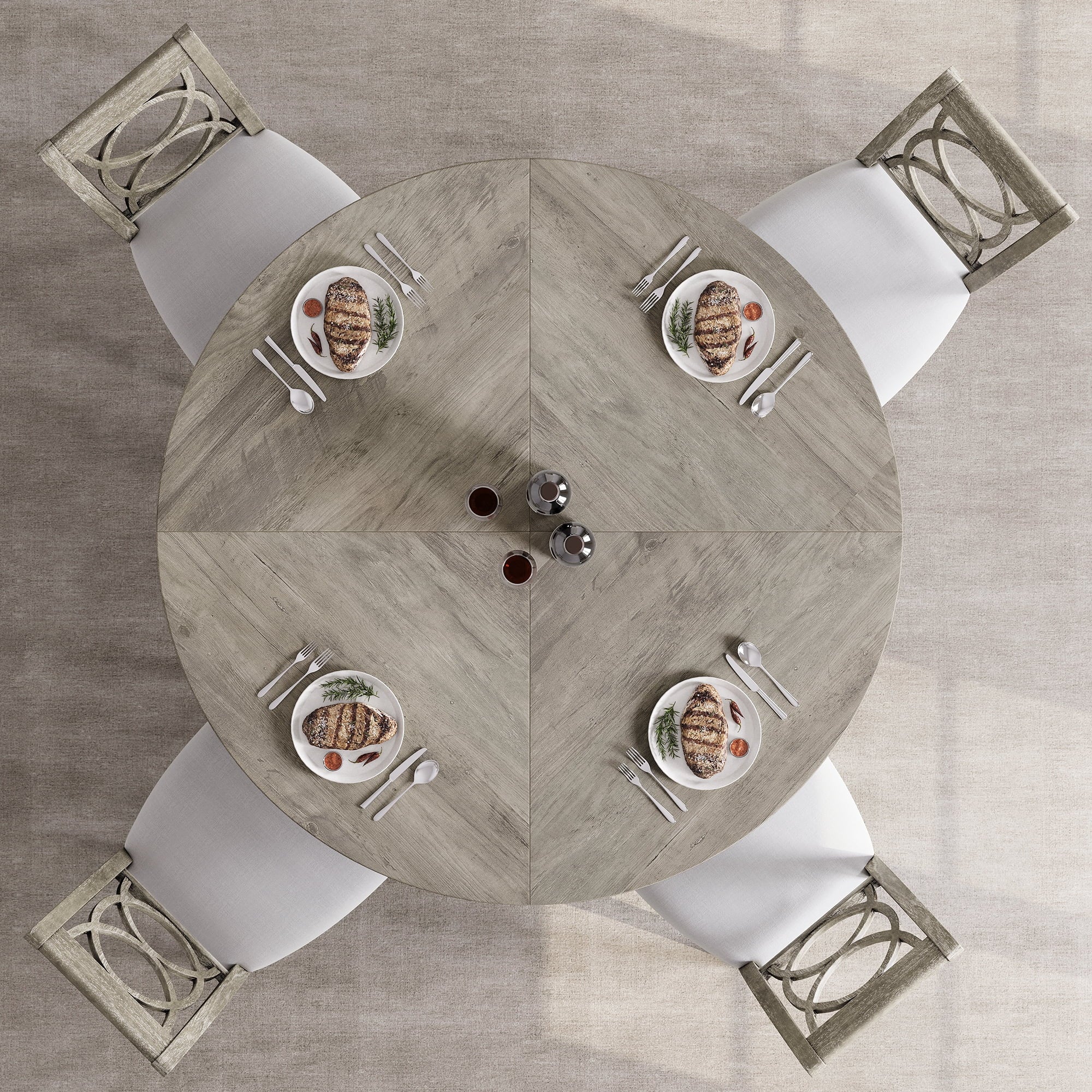 M optimized 47-Inch Round Dining Table, Wooden Kitchen Table for 4, Farmhouse Dinner Table with Wooden Top and Legs for Home Dining Room Living Room (Only Table)