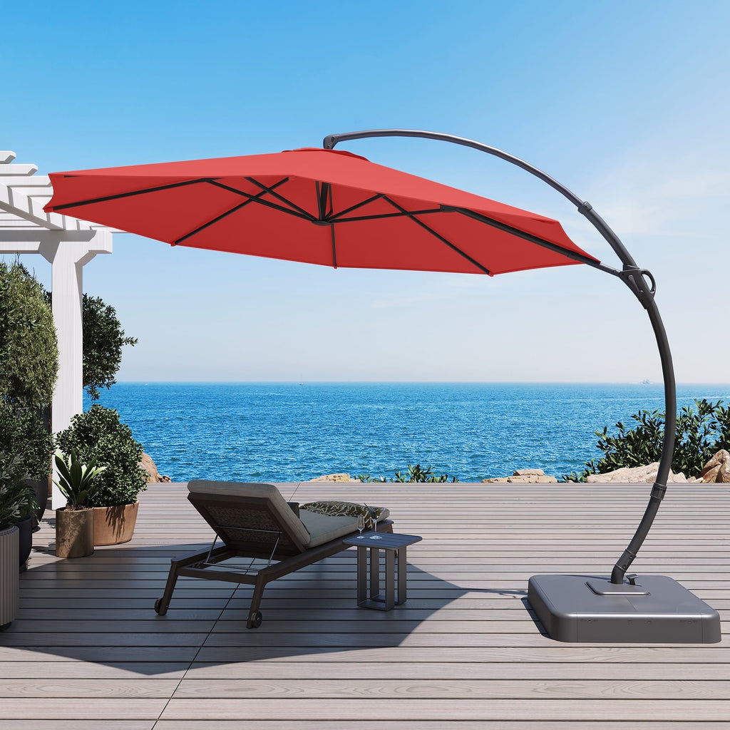 LAUSAINT HOME 11 FT Outdoor Patio Umbrella with Base, Aluminum Cantilever Umbrella with Crank, Champagne