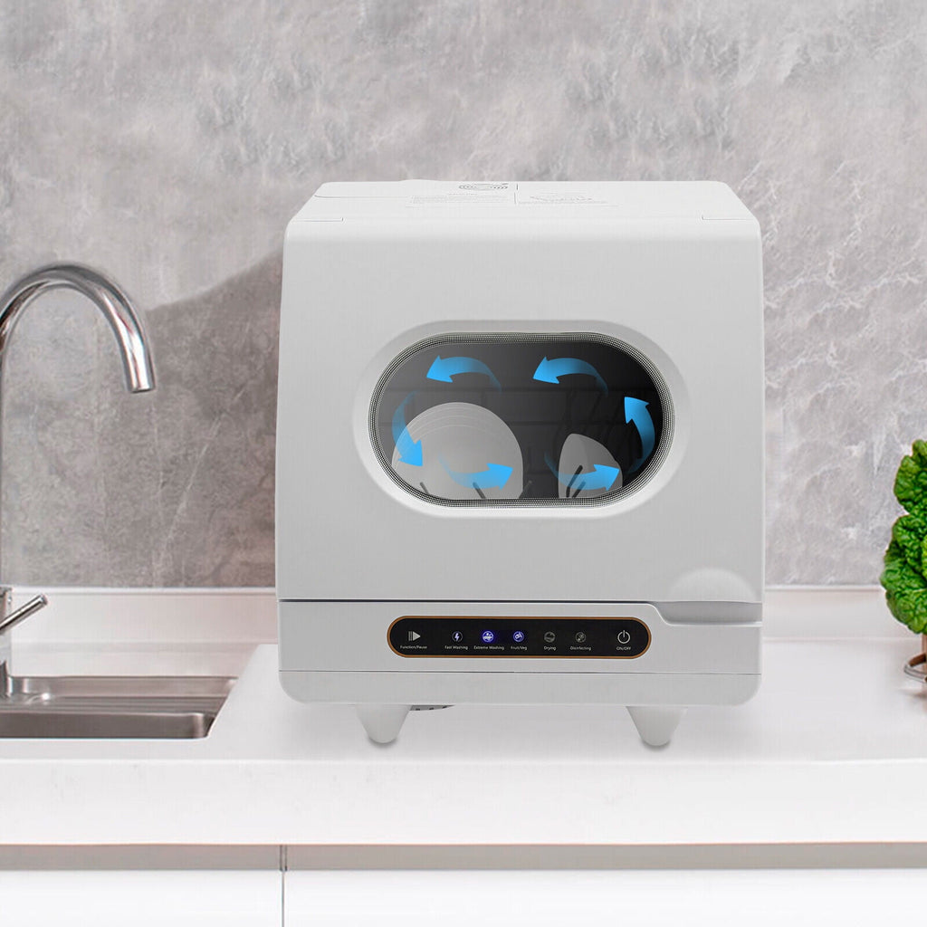 Portable Countertop Dishwasher 5 Washing Programs with Water Tank Leak-Proof Dry