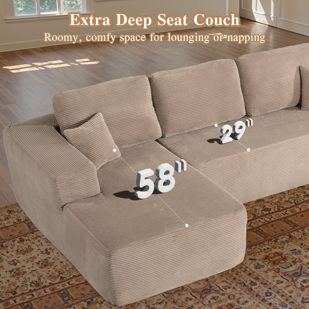 Ovios 106 Cloud Sofa Couch No Assembly Boneless Deep Seat Sofa for Living Room, Black (Corduroy)